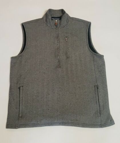 Polo Golf Ralph Lauren Sleeveless 1/4 Zip Black Herringbone Vest Mens Size Med - Picture 1 of 19