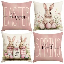 4 Piece Easter Bunny Pillow Cover Home Sofa Cushion Throw Pillow Cover