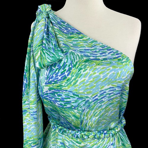 Kleid For Her Salwa Blouse Top Womens S One-shoulder Green Blue Spring Summer - Picture 2 of 5