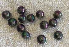 VINTAGE JAPANESE  CHERRY BRAND  IRIDESCENT ART GLASS BEADS 8MM 16 PCS