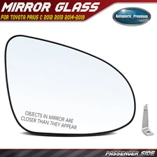 Passenger Mirror Glass with Power Adjust and Heated for Toyota Prius C 2012-2019