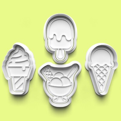 Ausstecher Fondant Stempel Eis Sommer Geburtstag Party Backen 4er Set
