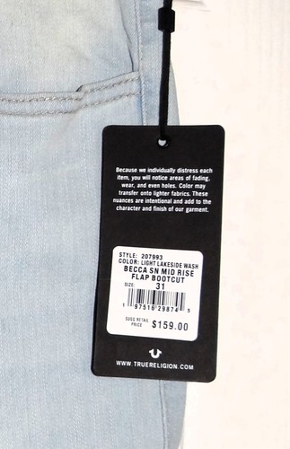 NWT TRUE RELIGION BECCA Mid Rise Boot Cut Women's Light Blue Jeans Sz 31x33 $159 - Picture 5 of 8