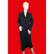 Black Button Front Long Sleeve Margrie West Dress Large Collar Ladies Size 6