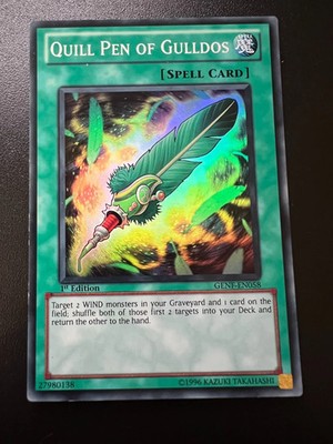 Federkiel des Gulldos GENF-DE058 Super Rare 1. Auflage Lightly Played Yugioh