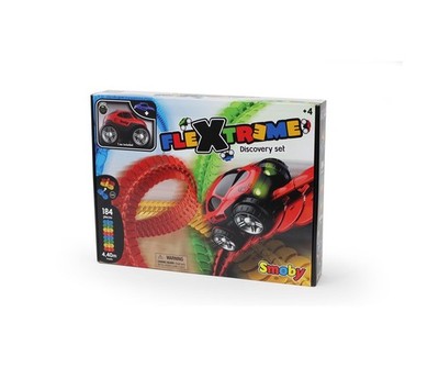 Smoby FLEXTREME DISCOVERY RACE TRACK PLAYSET WITH 184 TRACK PIECES, 1 RACE CAR F