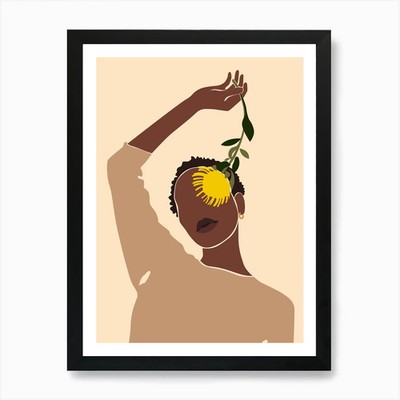 Woman Hand Drawing Boho Minimalist  Framed Wall Art Poster Canvas Print Picture