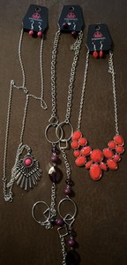 Lot Of 3 Matching Paparazzi Necklaces & Earrings Pink & Purple Orange 