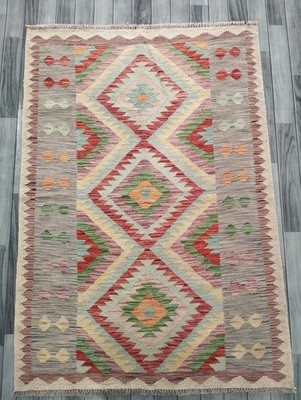 Klassischer handgeknüpfter afghanischer/türkischer Kelim Teppich, Azteken Wolle Vorleger Größe 172x119 CM