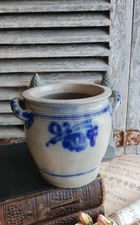 ANCIEN POT GRES BEIGE ET BLEU