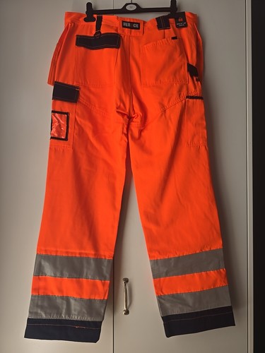 Pantalones de trabajo Herock Styx reflectantes de alta visibilidad con rodillera naranja/azul marino talla 48 UK 38" - Imagen 8 de 14
