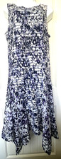 Boho Floral Midi Tank Dress M Handkerchief Hem Purple Black Mesh Trim Lagenlook