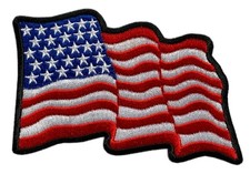 Waving USA American Flag Embroidered Patch Iron on Sew on 4.0 x 3.0 inch - WF4 