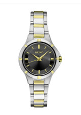 BRAND NEW Seiko Essentials Two Tone Black Dial Quartz Women's Watch SUR414