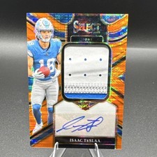 2025 Panini Select Isaac Teslaa  Rookie Neon Orange Prizm RPA Auto /45 Lions