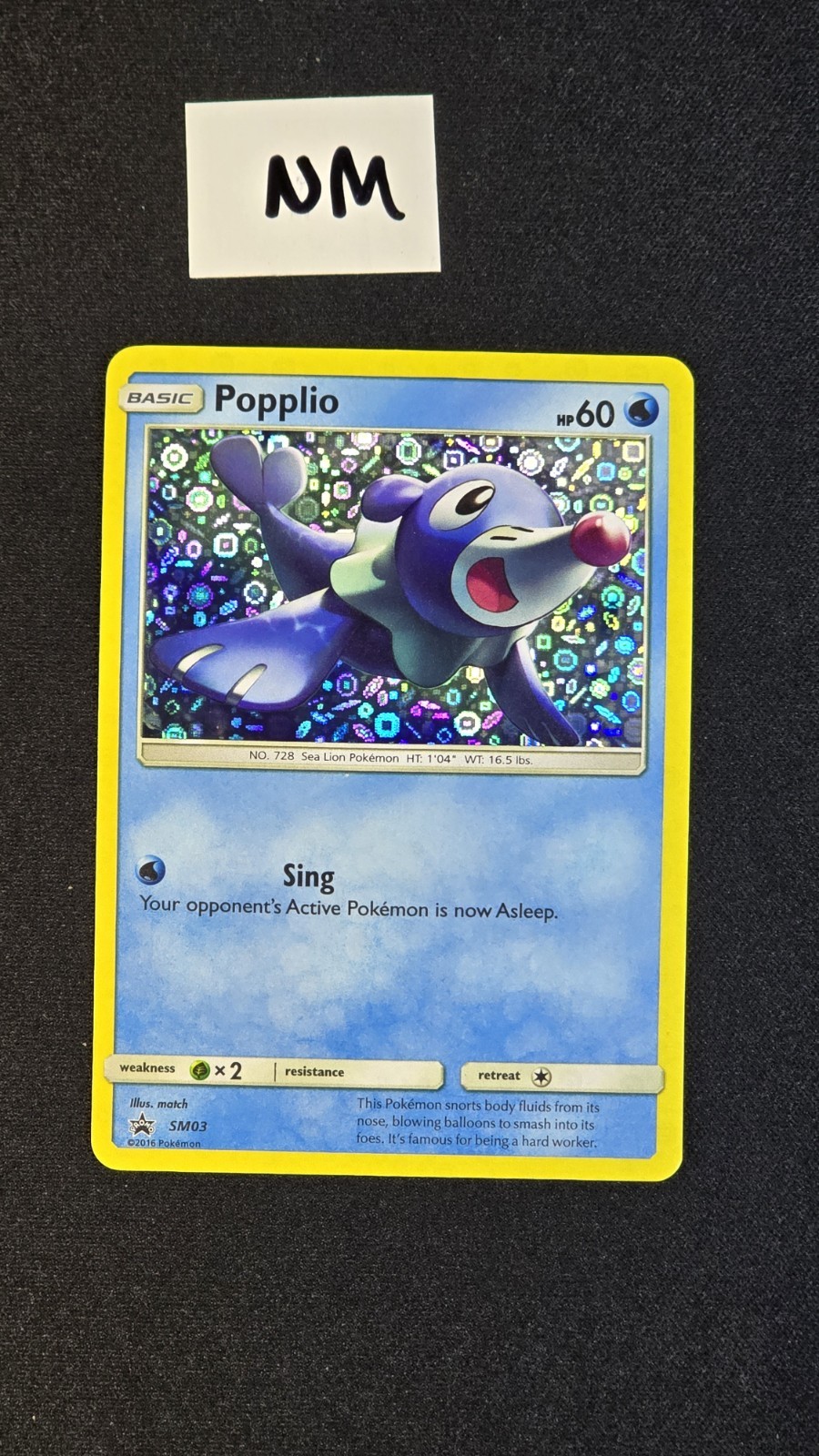 Popplio Holo SM03 NM Pokémon Sun & Moon Black Star Promo Series