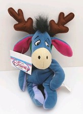 Disney Store Winnie the Pooh Eeyore Reindeer 9" Beanbag Plush Collectible w/Tag