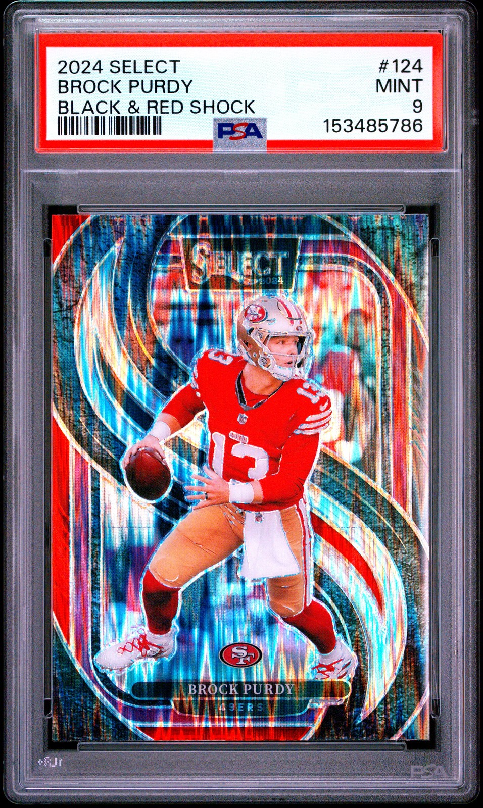 2024 PANINI SELECT BLACK & RED SHOCK #124 BROCK PURDY PSA 9