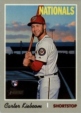 Carter Kieboom RC 2019 Topps Heritage #523 Washinton Nationals Rookie Card. rookie card picture