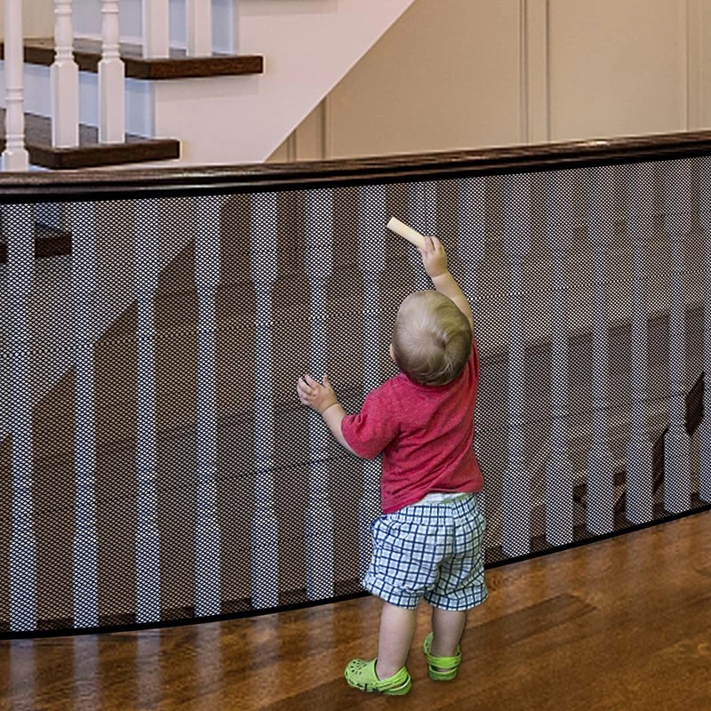 JIFTOK Baby Gate for Stairs, Banister Guard for Kids, Pets, Toys, 18Ft L X 2.6 F