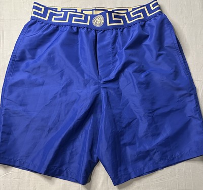 Versace Greca Border Swim Shorts Blue Men's Size 3 (US XS