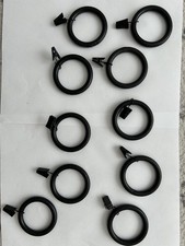 Set/10 Pottery Barn Curtain Clip Rings  Large Cast Iron Black for 1.25  Rod
