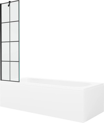 Mexen Vega 180x80 cm Badewanne mit Duschabtrennung, Schwarz Design
