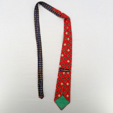 Tommy Hilfiger Silk Necktie Red Geometric Foulard Made In USA Vintage