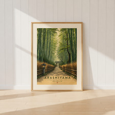 Arashiyama Bamboo Grove Kyoto Japan Travel Poster Japanese Wall Art Print