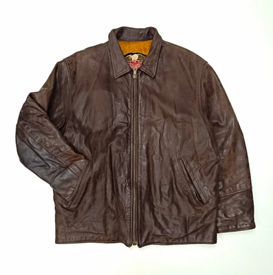Dallas Herren Biker Lederjacke XL braun Reißverschluss gefüttert gesteppt - Bild 1 von 4