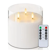 6"X6" Extra Large Flameless Candles with 3 Wicks, Battery Operated Candles...