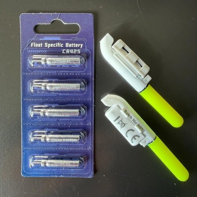 2x Clip On Rod Tip Lights gelb & 5x CR425 Float spezifische Batterien Bite Float