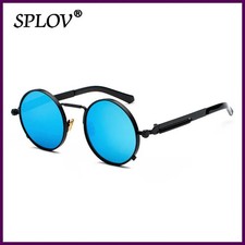 New Punk Sunglasses Men Women Retro Round Steam Brand Designer Small Circle Sun