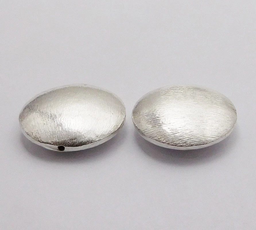 5 PCS 30X9MM FLAT ROUND PUFF BRUSHED BEAD STERLING SILVER PLATED 101 - Image 3 of 4