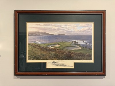 Linda Hartough The 7th Hole Pebble Beach Framed Limited Edition Signed Lithogra 