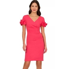Adrianna Papell Knit Crepe Short Dress in Petunia Pink Size 8