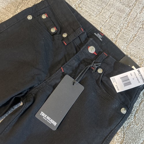 True Religion Kids Ricky Black & Red Relaxed Straight Leg Jeans Size 10 - Picture 2 of 4
