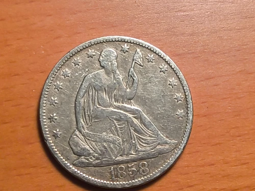 1858 - O   Seated Liberty Half Dollar Original Toning Silver Coin