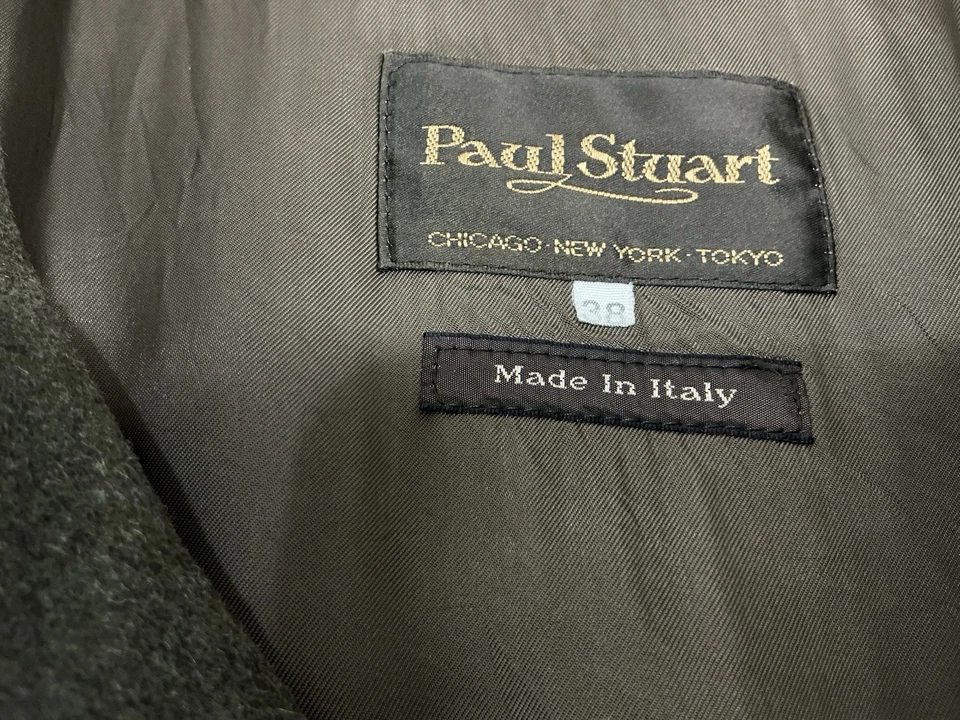 Paul Stuart Italian Made Tiroler Loden Wool Alpaca Overcoat Belted Men Size 38 - Image 4 of 4