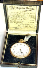 1922 Hamilton Size 12 Gold Filled 900 w Box  COA 19j Not Running Pocket Watch
