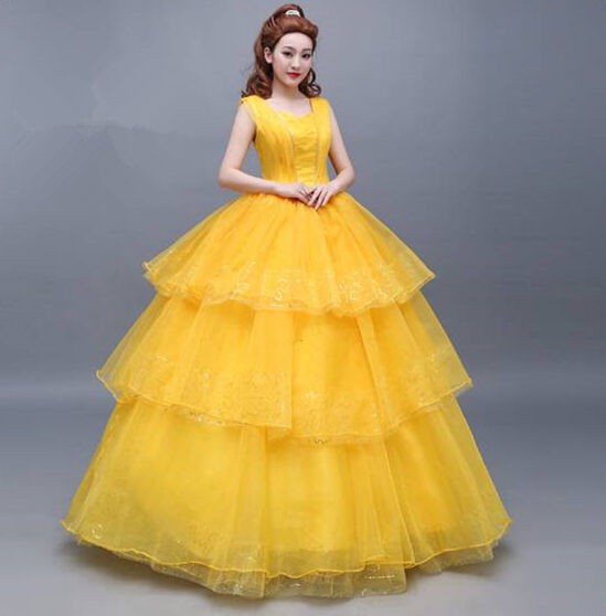 La Bella y la Bestia Bella Disney Disfraz de Cosplay Vestido de Noche Bola...
