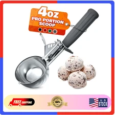 4 oz Ice Cream Scoop with Trigger Release #8 – Stainless Steel Versatile Tool...