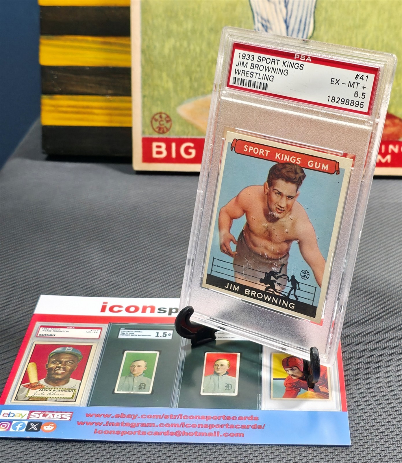 1933 Goudey Gum Sport Kings #41 JIM BROWNING PSA 6.5 EX-MT+ Wrestling Prewar view 3