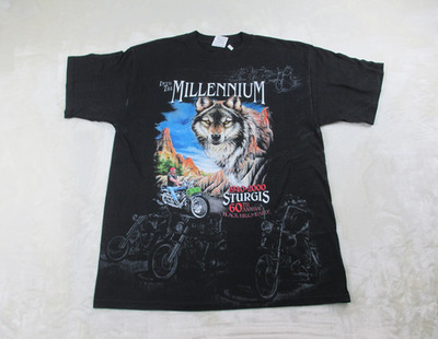 VINTAGE Sturgis Shirt Mens Extra Large Black Wolf Into The Millenium 2000
