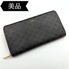 Celine Leather Triomphe Large Zip Wallet Long Wallet CELINE From Japan