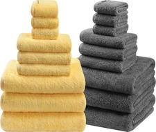 18-Pack Bath Towel Set Include 6 Bath Towels, 6 Hand Towels, 6 Wash Cloths, 1...