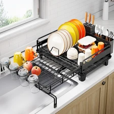 Dish Drying Rack - Extendable Dish Drainer, Large Dish Rack for Kitchen Count...