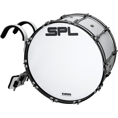 Sound Percussion Labs Birch Marching Bass Drum with Carrier - White 24 x 14 in.
