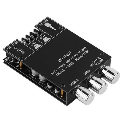 ZK-1002T Bluetooth Amplifier Board 2.0CH 100W*2 Mini Audio AMP with Treble an...