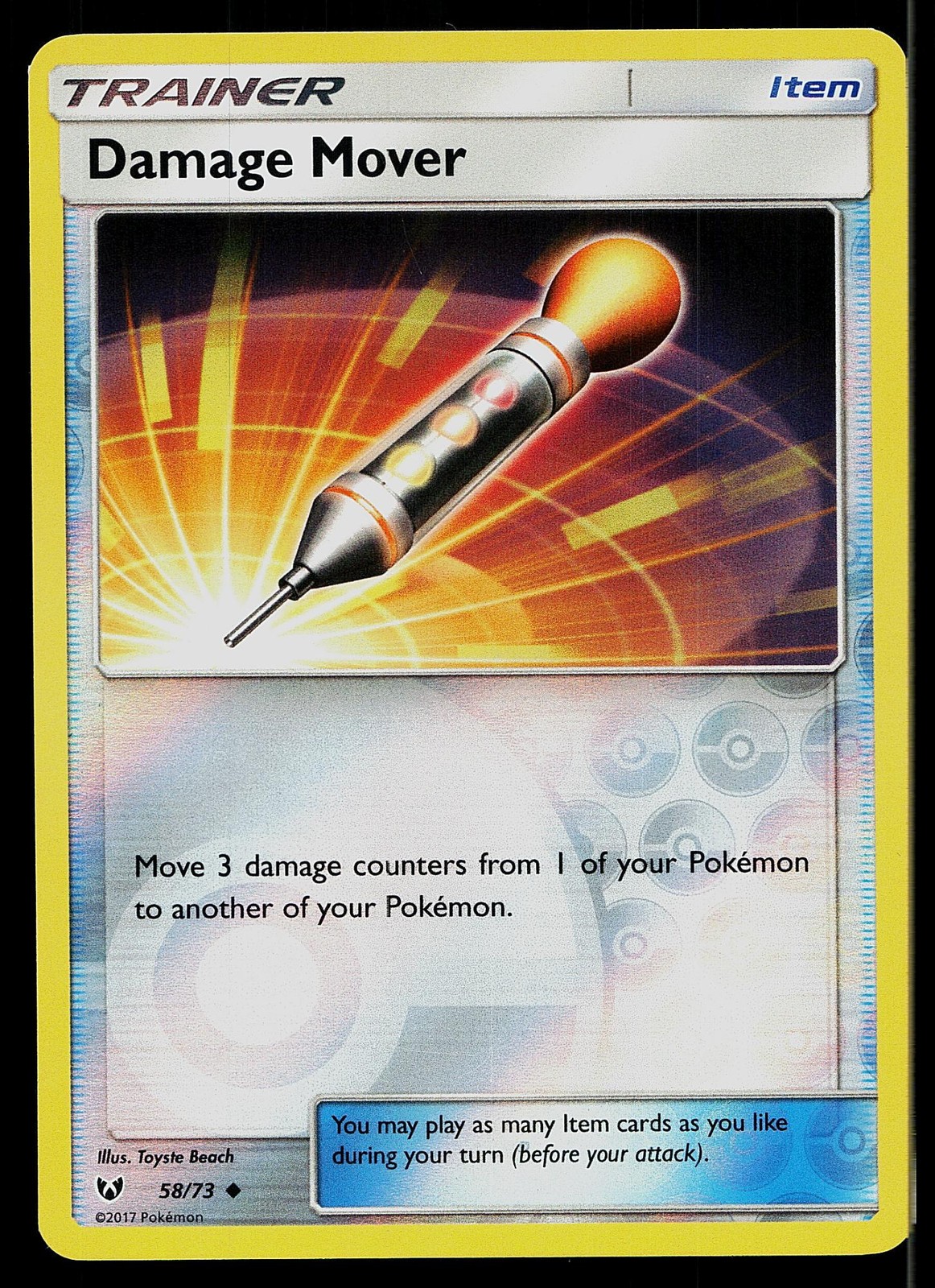Pokemon Card Shining Legends Damage Mover 58/73 Uncommon Reverse Holo